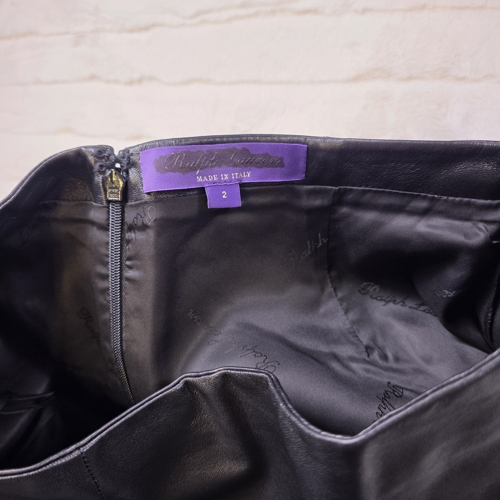 Ralph Lauren Purple Label Curran Nappa Leather Skirt Womens 2 Lambskin $1,890 - Picture 4 of 8